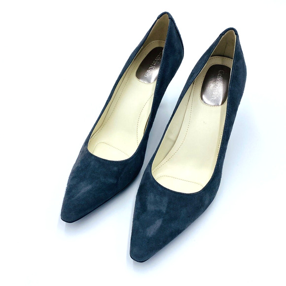 Calvin Klein Dolly Pointed Toe Suede Pumps Women's Size 5.5 M - Gray E3683 - Picture 1 of 10